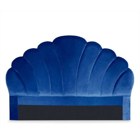 Tête de Lit en Velours "Shelly" 160cm Bleu (1/4)