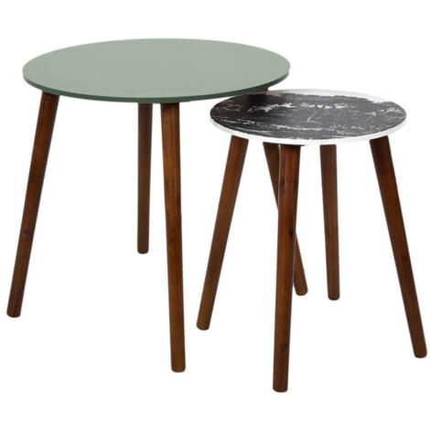 Lot de 2 Tables Gigognes "Admira" 48cm Vert & Noir (1/5)