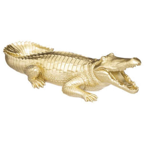 Statuette Déco "Crocodile Résine" 39cm Or (1/2)