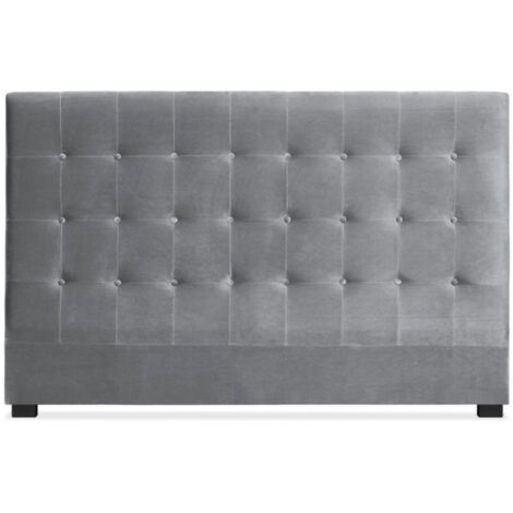 Tête de Lit Capitonnée en Velours "Amor" 180cm Argent (1/3)