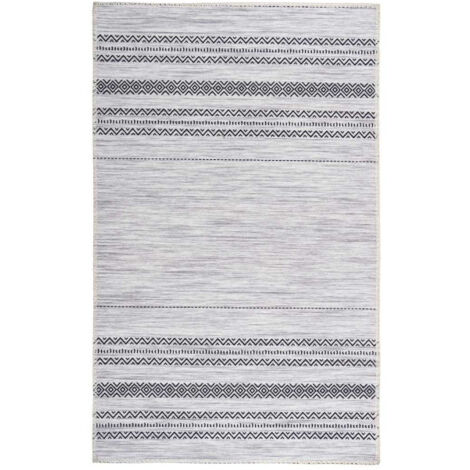 Tapis Tissé Imprimé à Poils Plats "Maya" Gris 200 x 290 cm (1/4)