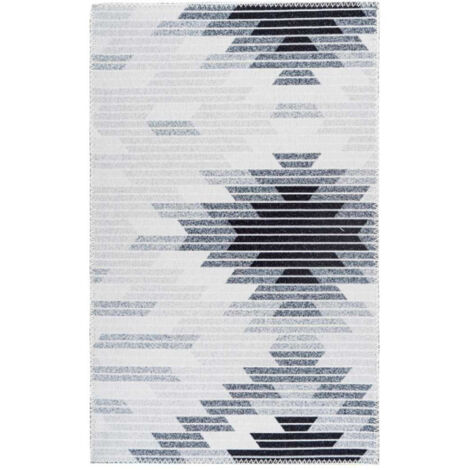 Tapis Tissé Imprimé à Poils Plats "Maya V" Gris 200 x 290 cm (1/4)