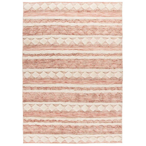 Tapis Bohème Fait à la Main "Bohist II" Rose & Crème 120 x 180 cm (1/4)