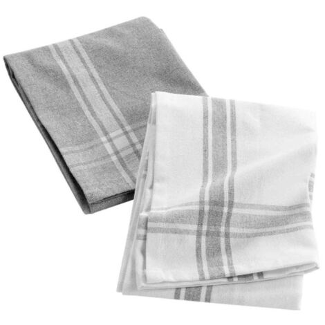 Lot de 2 Torchons "Cuisiline" 50x70cm Gris Chiné (1/4)