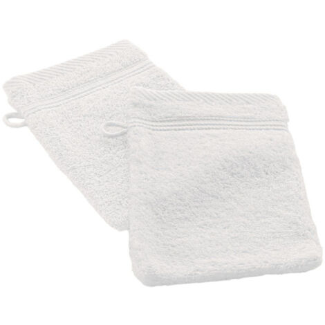 Lot de 2 Gants de Toilette "Tendresse" 15x21cm Blanc (1/4)