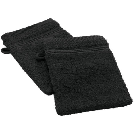 Lot de 2 Gants de Toilette "Tendresse" 15x21cm Noir (1/4)