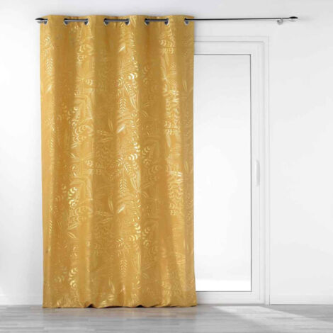 Rideau à Œillets Imprimé "Belflor" 140x260cm Jaune (1/4)