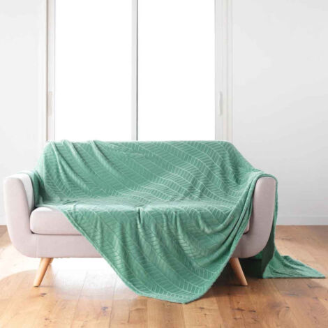 Plaid Flanelle Uni "Arya" 180x220cm Sauge (1/4)