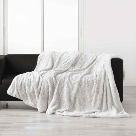 Plaid Imitation Fourrure "Alaska" 180x220cm Naturel (1/4)