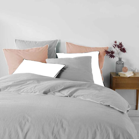 Parure de Lit 3 Pièces "Linette" 240x220cm Gris (1/4)