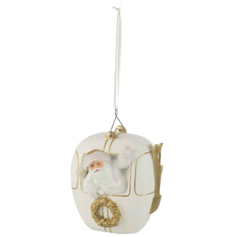 Boule de Noël "Téléphérique" 20cm Blanc & Or (1/2)