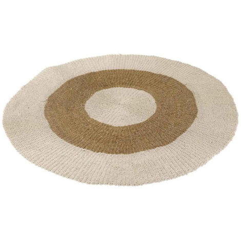 Tapis Rond Déco "Zostère" 197cm Blanc & Naturel (1/3)