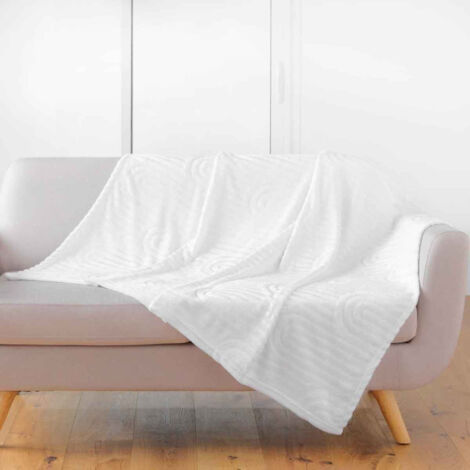 Plaid Flanelle Uni "Esquisse" 125x150cm Blanc (1/5)