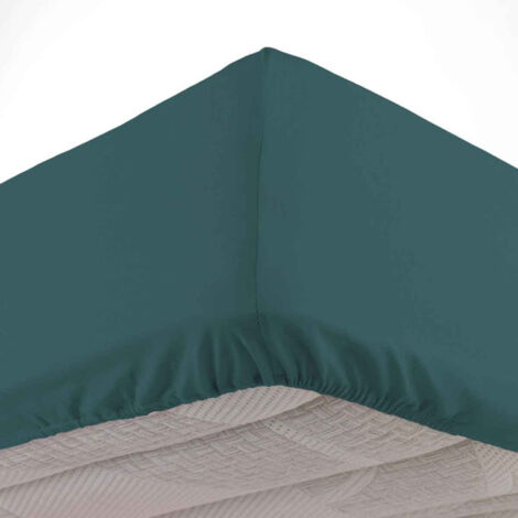 Drap Housse en Coton "Linette" 160x200cm Pétrole (1/4)