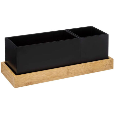 Organiseur De Bureau En Bois Range-revues Modèle Bava - Noir - Dimensions 9 X 24,5 X 29,8 Cm - 2