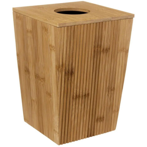 Five Simply Smart – Poubelle de salle de bain 6L en bambou beige – Dimensions L. 15,5 x l. 19,5 x H. 26,5 cm – Certification FSC pour matériaux durables