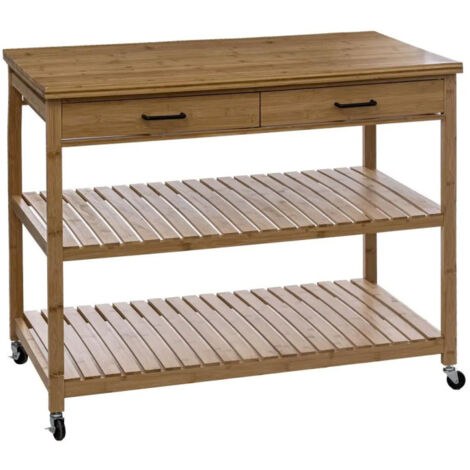 Ilot de Cuisine 2 Niveaux "Linha" 108cm Naturel (1/2)