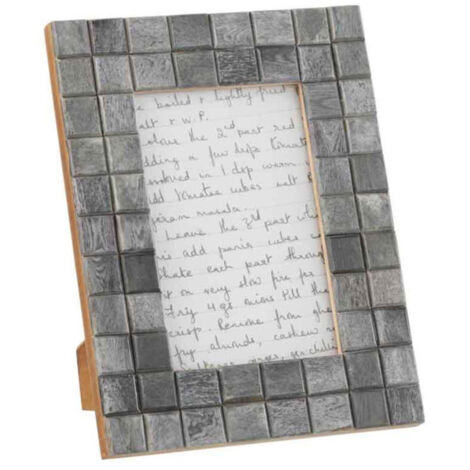 Cadre Photo Déco "Motif Carré" 10x15cm Gris (1/4)