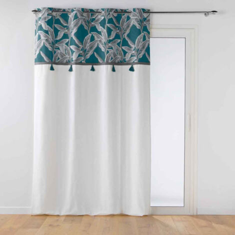 Rideau à œillets Uni - 140 X 240 Cm - Bleu Canard - Polyester - 8 œillets Argentés - Paris Prix