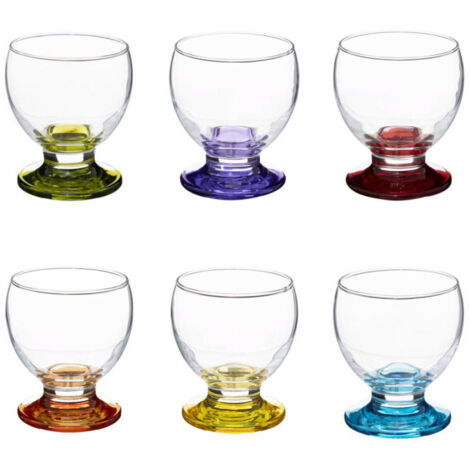Lot de 6 verres à vin 28cl multicolores – Verre de qualité – Design moderne pour tables élégantes – Dimensions D. 7 x H. 8,6 cm – Secret De Gourmet