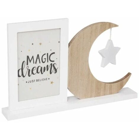 Cadre Photo Enfant Lune 10x15cm Blanc & Beige