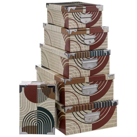 Lot de 6 Boîtes de Rangement "Abstrait" 48cm Multicolore (1/2)
