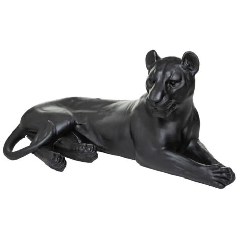Atmosphera – Statuette déco léopard couché 80cm – Résine noire – Élément décoratif moderne pour intérieur et extérieur – Apporte une touche artistique