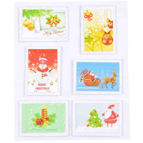 Stickers de Noël "6 Timbres" 10x12cm Multicolore (1/2)