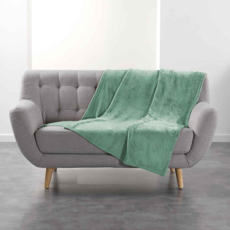 Plaid Uni en Flanelle "Flanou" 125x150cm Sauge (1/2)