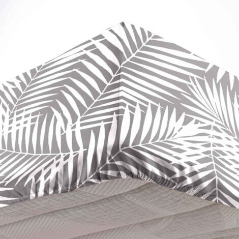 Drap Housse en Coton "Botania" 160x200cm Gris (1/4)
