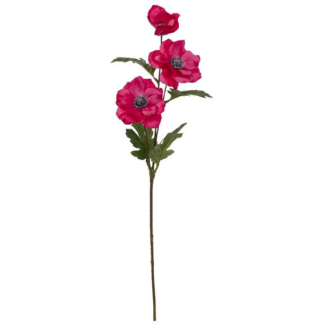 Fleur Artificielle "3 Anémones" 69cm Rose Fuchsia (1/2)