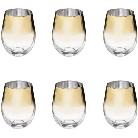 Lot de 6 verres à eau 54cl en verre or – Dimensions D. 9,5 x H. 12 cm – Élégance pour événements et repas – Secret De Gourmet