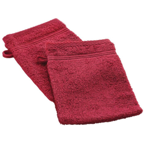 Lot de 2 Gants de Toilette "Tendresse" 15x21cm Rubis (1/4)