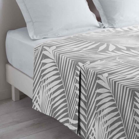 Drap Plat en Coton "Botania" 180x290cm Gris (1/3)