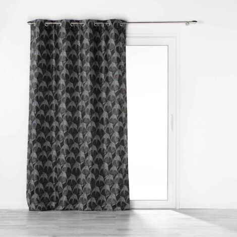 Rideau à Œillets "Floriani" 140x260cm Noir (1/4)