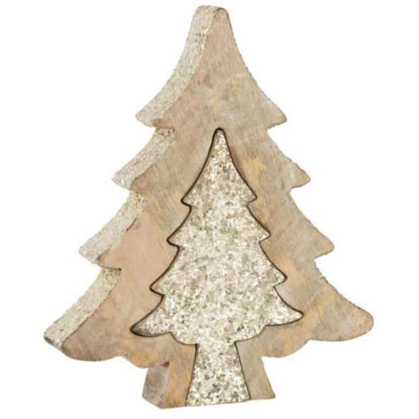Statuette Déco "Puzzle Arbre de Noël" 30cm Naturel (1/2)