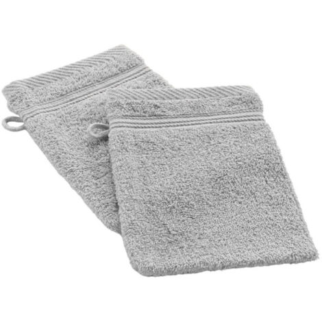 Lot de 2 Gants de Toilette "Tendresse" 15x21cm Gris Perle (1/4)