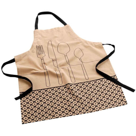 Tablier en Coton Recyclé "Cuisiline" 84cm Beige (1/4)