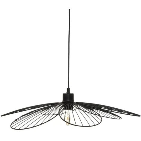 Lampe Suspension en Métal "Fleur" 90cm Noir (1/4)