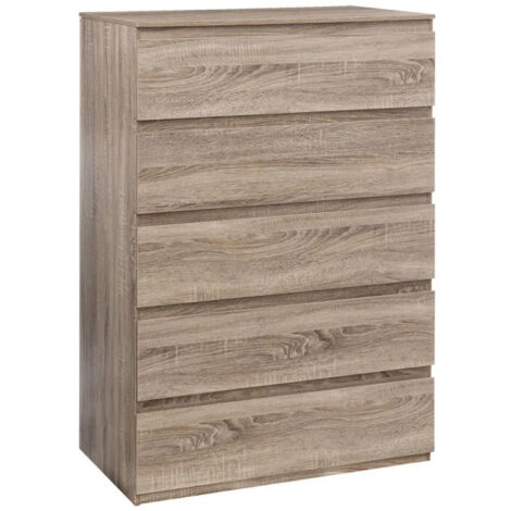 Five Simply Smart – Commode 5 tiroirs 118cm en panneaux de particules – Style naturel pour petits espaces – Rangement optimisé et élégant (1/2)