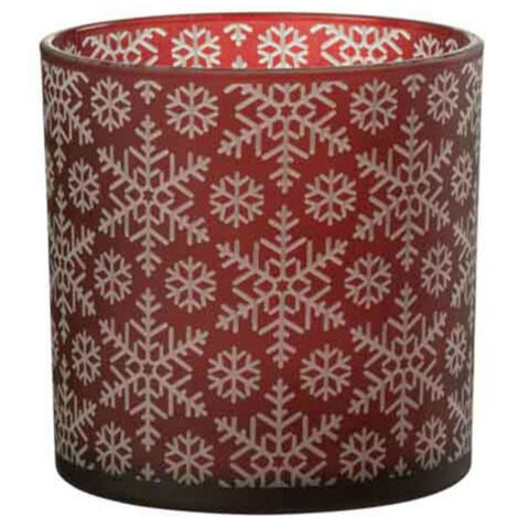 Photophore Design en Verre "Neige" 15cm Rouge (1/3)