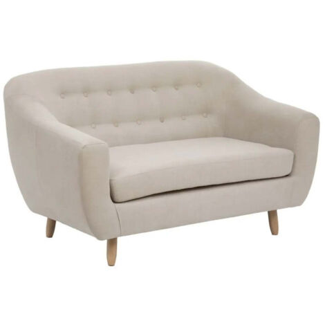 Canapé 2 Places Design "Rétro" 150cm Beige Lin (1/3)