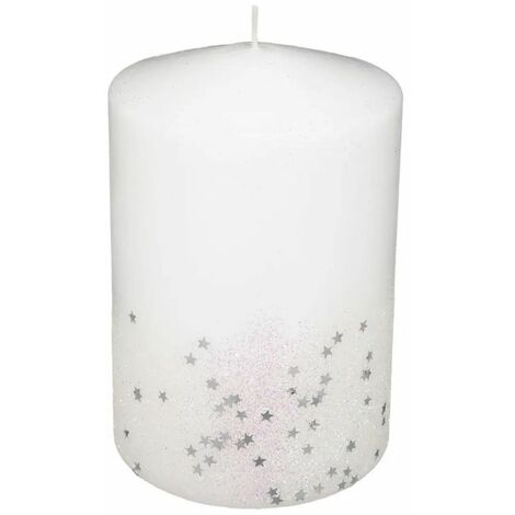Paris Prix - Bougie Déco Paillettes colorama 90g Blanc (1/2)