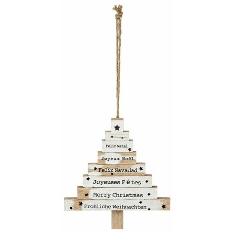 Paris Prix - Sujet De Noël sapin 8 Pancartes 15cm Blanc (1/2)