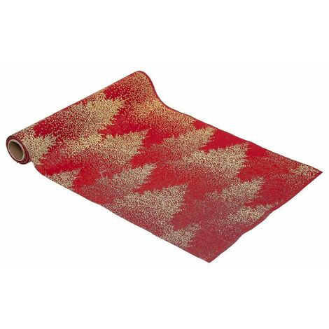 Paris Prix - Chemin De Table sapin Paillettes 28x300cm Rouge (1/2)