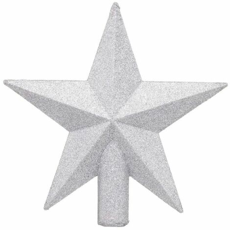 Paris Prix - Cimier étoile Déco paillettes 22cm Argent