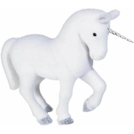 Paris Prix - Statuette Déco licorne Paillettes 38cm Blanc (1/2)