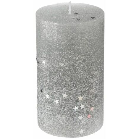 Paris Prix - Bougie Cylindre Paillettes colorama 340g Argent (1/3)