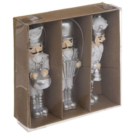 Paris Prix - Lot De 3 Sujets De Noël casse Noisette 10cm Argent (1/5)