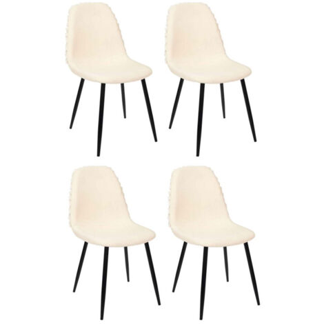 Lot de 4 Chaises Design "Mora" 86cm Beige & Noir (1/5)